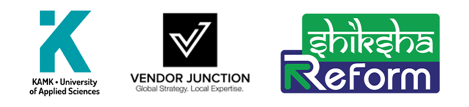 Logos for KAMK, Vendor Junction and Shiksha Reform